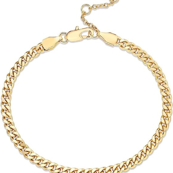 Jewelry - 14K Gold Plated Paperclip/Curb/Figaro Chain Adjustable Bracelet for Women